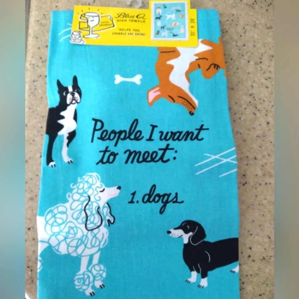 Blue Q Dog-Themed Dish Towel - Turquoise